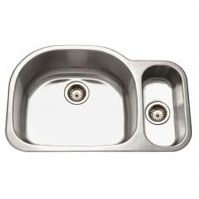 Hamat DES-3221DR-20 - Designer 32'' Undermount Stainless Steel 80/20 Double Bowl Kitchen Sink, Small Bowl Righ