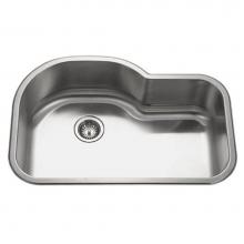 Hamat DES-3221S-1 - Designer 32'' Undermount Stainless Steel Offset Single Bowl Kitchen Sink