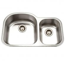 Hamat DES-3322DR-20 - Designer 32'' Undermount Stainless Steel 70/30 Double Bowl Kitchen Sink, Small Bowl Righ