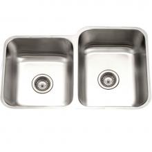 Hamat ENT-3220DL-20 - Enterprise 32'' Undermount Stainless Steel 40/60 Double Bowl Kitchen Sink, Small Bowl Le