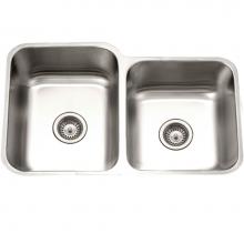 Hamat ENT-3220DR-20 - Enterprise 32'' Undermount Stainless Steel 60/40 Double Bowl Kitchen Sink, Small Bowl Ri