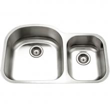 Hamat ENT-3321DDR-1 - Enterprise 32'' Undermount Stainless Steel 70/30 Double Bowl Kitchen Sink, Small Bowl Ri