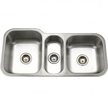 Hamat GOR-4021T-20 - Gourmet 40'' Undermount Stainless Steel Triple Bowl Kitchen Sink, Bulk Pack