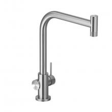 Hamat KNSH-1000-BSS - Knob Contemporary Single Handle Kitchen Faucet in Brushed Stainless Steel, less sidespray