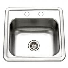 Hamat HOT-1515ST-1 - Hotel 15'' Topmount Stainless Steel 2-Holes Bar/Prep Sink