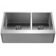 Hamat HUD-3320D - Hudson 33'' Apron Front 60/40 Double Bowl Kitchen Sink