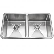 Hamat HYD-3218D-1 - Hydrus 32'' 15MM Radius Undermount Stainless Steel 50/50 Double Bowl Kitchen Sink