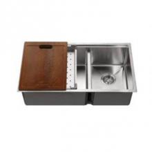 Hamat REN-16-3218D - Rendezvous 32'' Single Level Undermount 16GA Stainless Steel Single Bowl Sink with Slidi