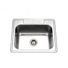 Hamat REV-2522ST-9-4-1 - Revive 25'' Topmount Stainless Steel 3-hole Single Bowl Kitchen Sink, 9'' Dept