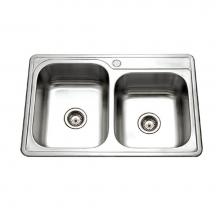 Hamat REV-3322DRT-1-1 - Revive 33'' Topmount Stainless Steel 1-hole 60/40 Double Bowl Kitchen Sink