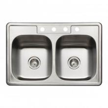 Hamat REV-3322DT-6-3-20 - Revive 33'' ADA Topmount Stainless Steel 3-hole Single Bowl Kitchen Sink, 6''