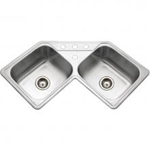 Hamat TUR-3232-DCT-1 - Topmount Stainless Steel 4-hole Corner Bowl Kitchen Sink