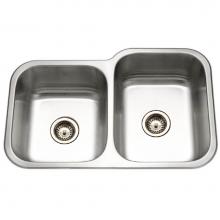 Hamat VIT-3221DL-1 - Vitality 32'' Undermount Stainless Steel 40/60 Double Bowl Kitchen Sink, Small bowl left