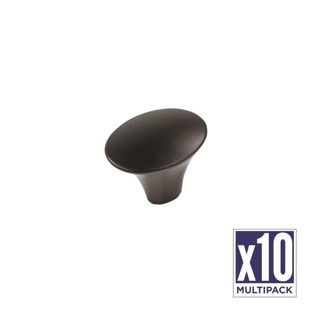 Olivet Collection Knob 1-7/16 Inch x 1-1/8 Inch Oval Matte Black Finish (10 Pack)