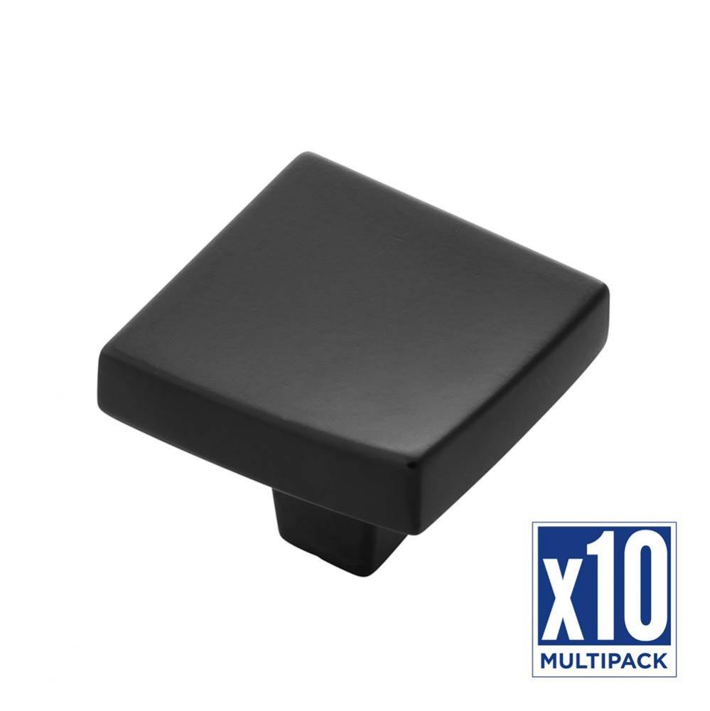 Flex Collection Knob 1-1/4 Inch Square Matte Black Finish (10 Pack)