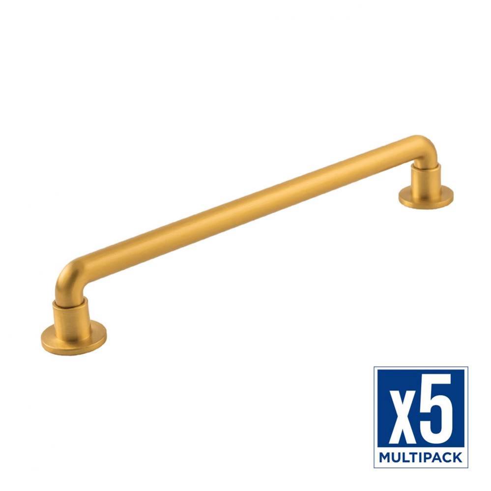 Urbane Collection Pull 8-13/16 Inch (224mm) Center to Center Brushed Golden Brass Finish (5 Pack)