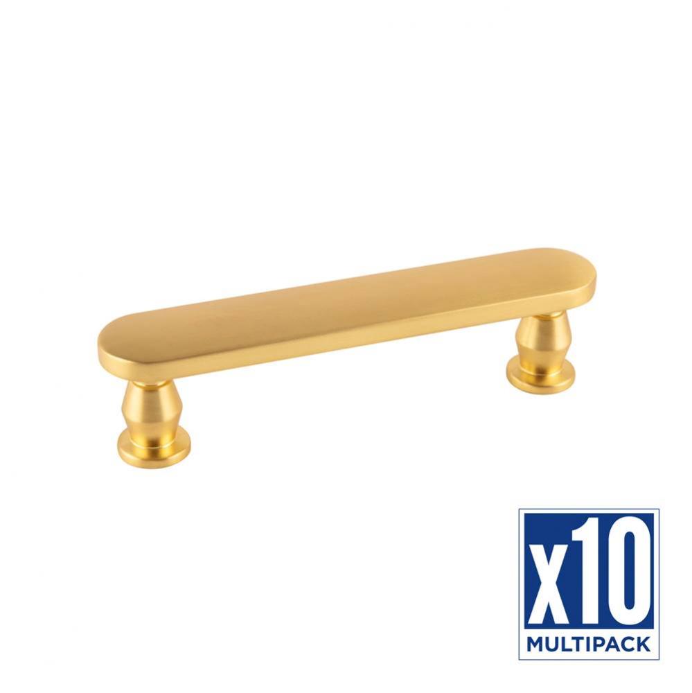 Anders Collection Pull 3-3/4 Inch (96mm) Center to Center Brushed Golden Brass Finish (10 Pack)