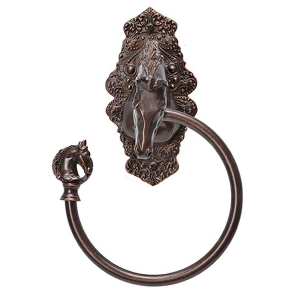 Horse w/ Tularosa Escutcheon Swing Towel Ring Left