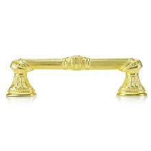 Edgar Berebi 9716SG - 6'' C To C Empire Pull W/ Vertical Lion Motif; Satin Gold Finish