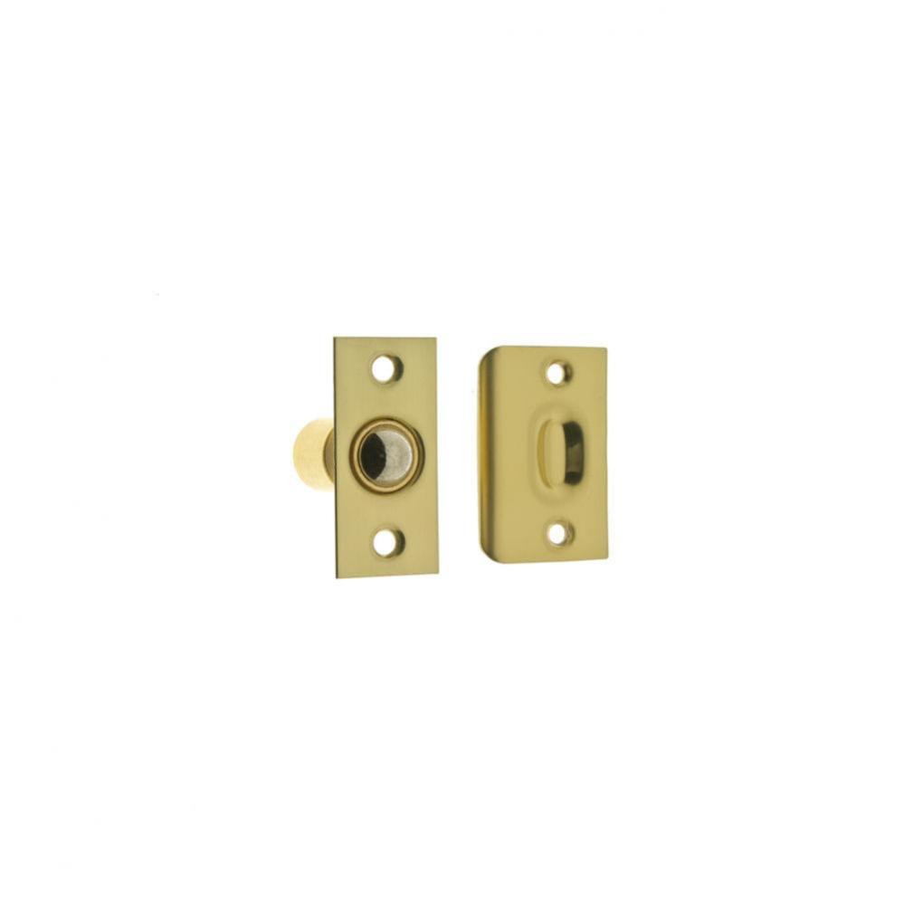 Wide Square Roller Ball Catch Polished Brass