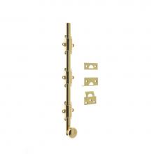 Idh 11278-003 - 12'' Heavy Duty Surface Bolt W/ Round Knob Polished Brass