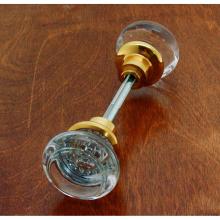 Idh 21301-003 - Round Crystal Knob W/ Solid Brass Shank (Two Knobs W/ Spindle) Polished Brass