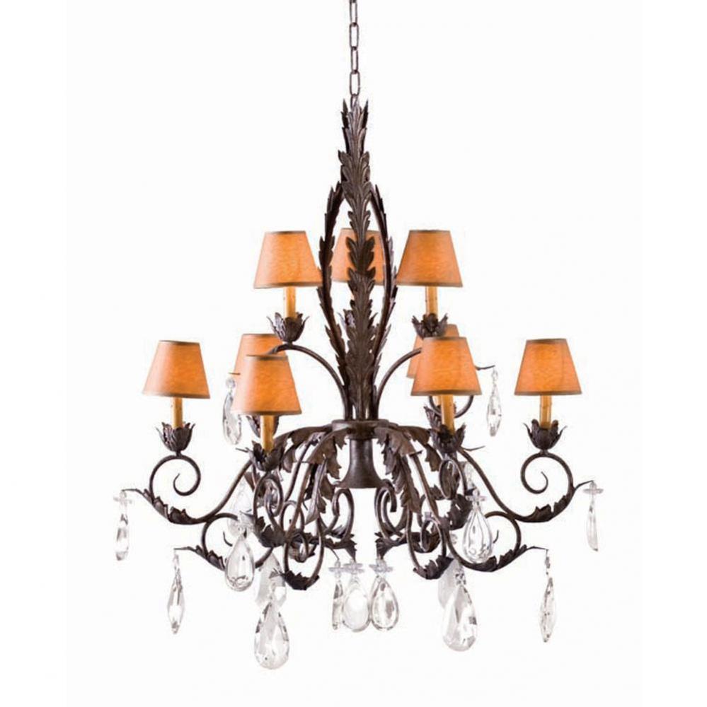 36'' Wide Country French 10 Light Two Tier