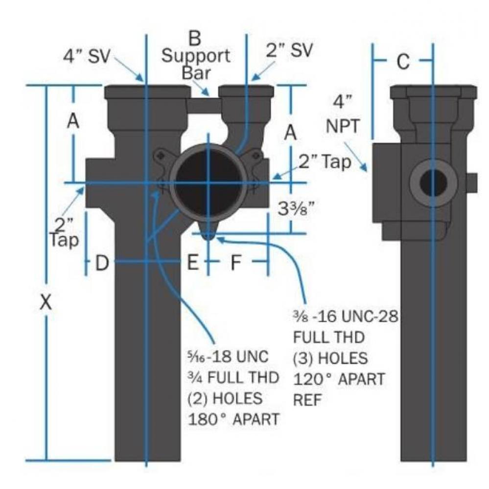 Sv 4 Rh Strt Fit W 4 Tap W/ 6-1/2 Inlet 973R