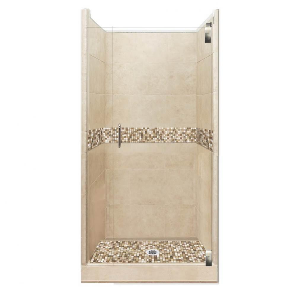 54 x 36 x 80 Roma Grand Alcove Shower Kit in Brown Sugar with Chrome Finish