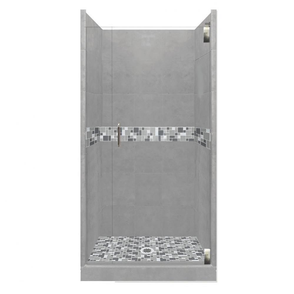 36 x 32 x 80 Newport Grand Alcove Shower Kit in Wet Cement with Chrome Finish