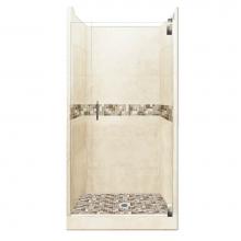 American Bath Factory AGH-3632DT-CD-SN - 36 x 32 x 80 Tuscany Grand Alcove Shower Kit in Desert Sand with Satin Nickel Finish