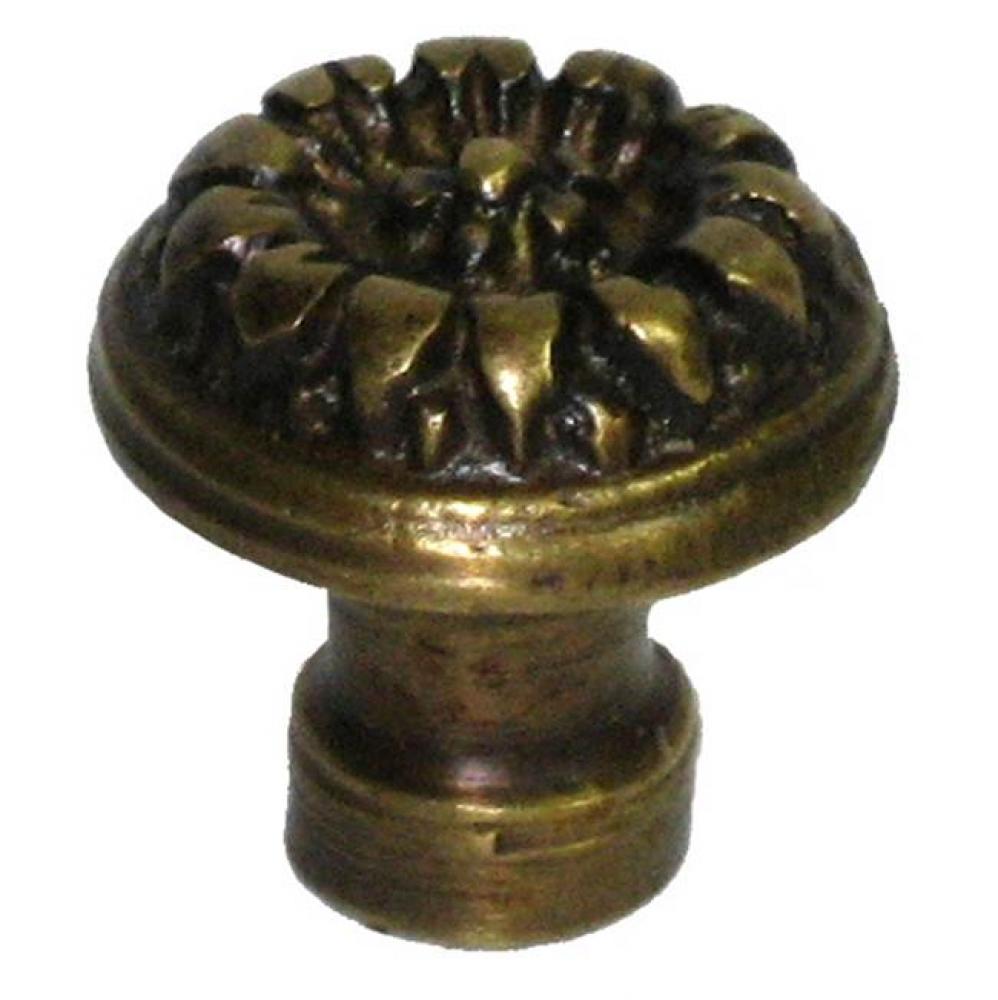 Round Brass Floral Knob