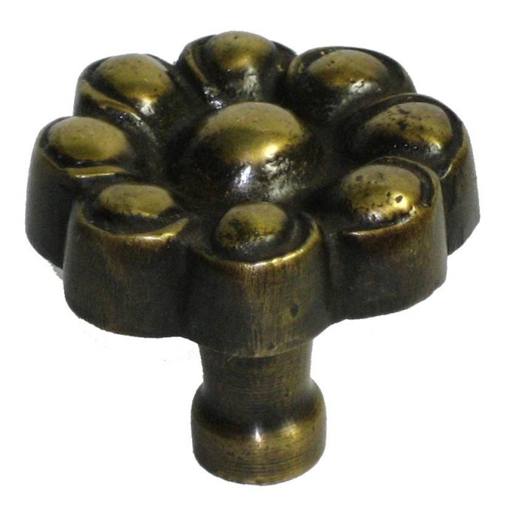 Round Brass Floral Knob