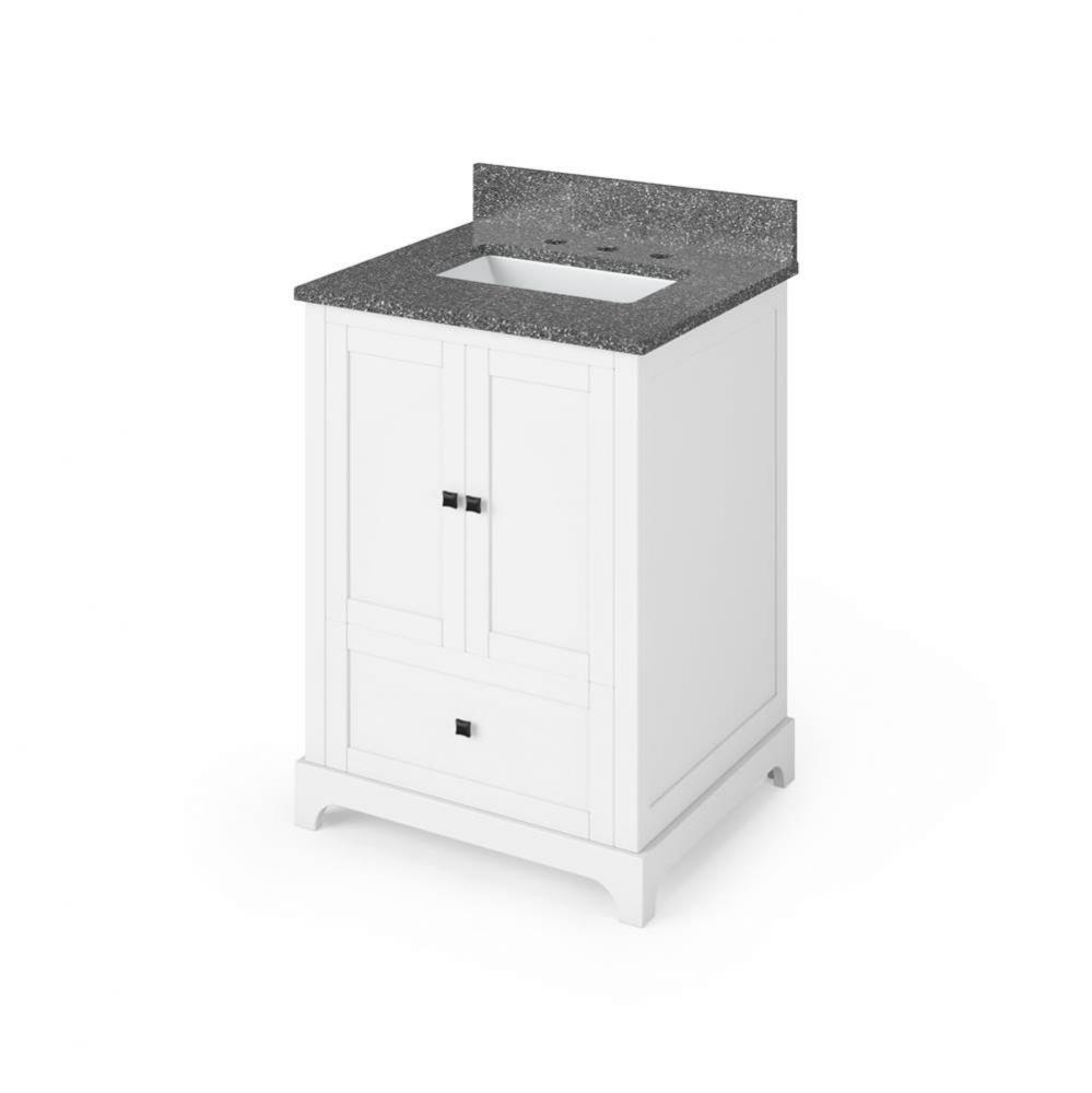 24'' White Addington Vanity, Boulder Cultured Marble Vanity Top, undermount rectangle bo