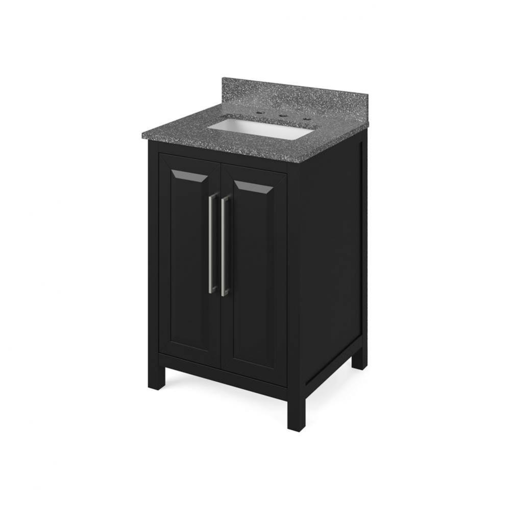 24'' Black Cade Vanity, Boulder Cultured Marble Vanity Top, undermount rectangle bowl