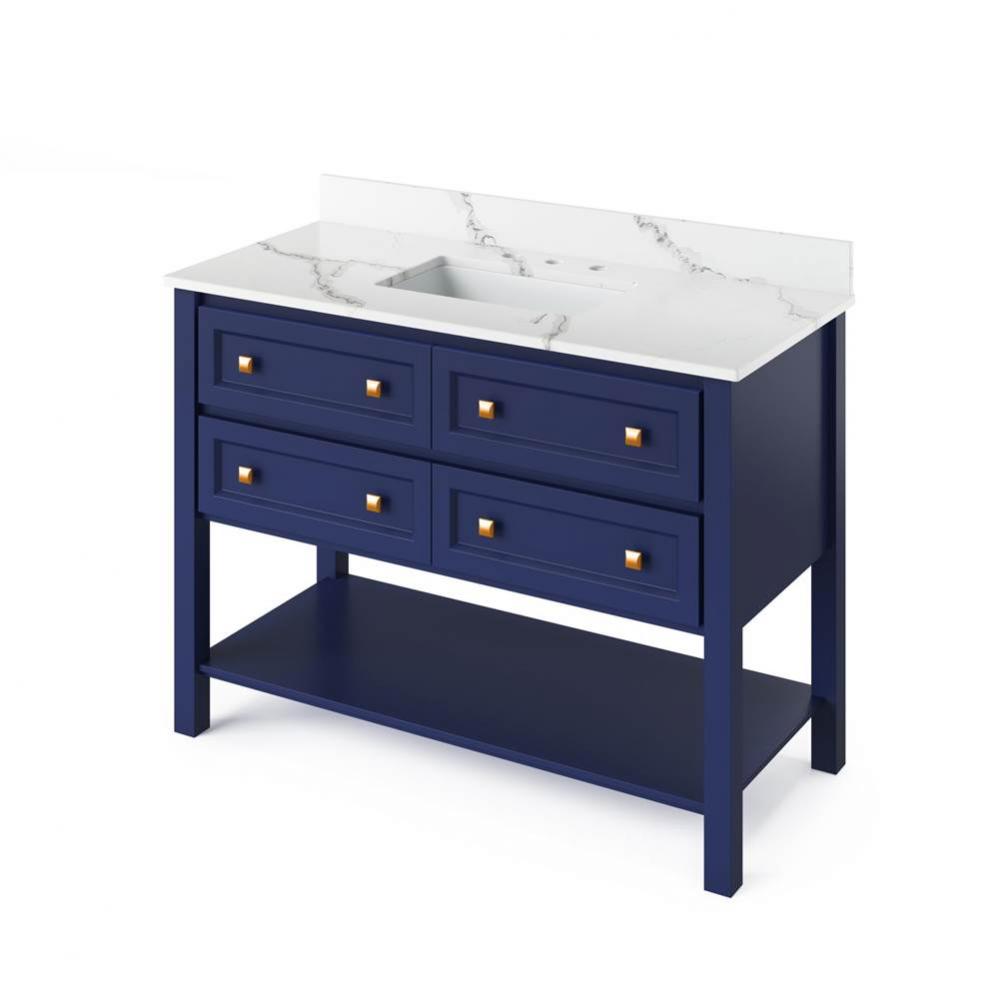 48'' Hale Blue Adler Vanity, Calacatta Vienna Quartz Vanity Top, undermount rectangle bo