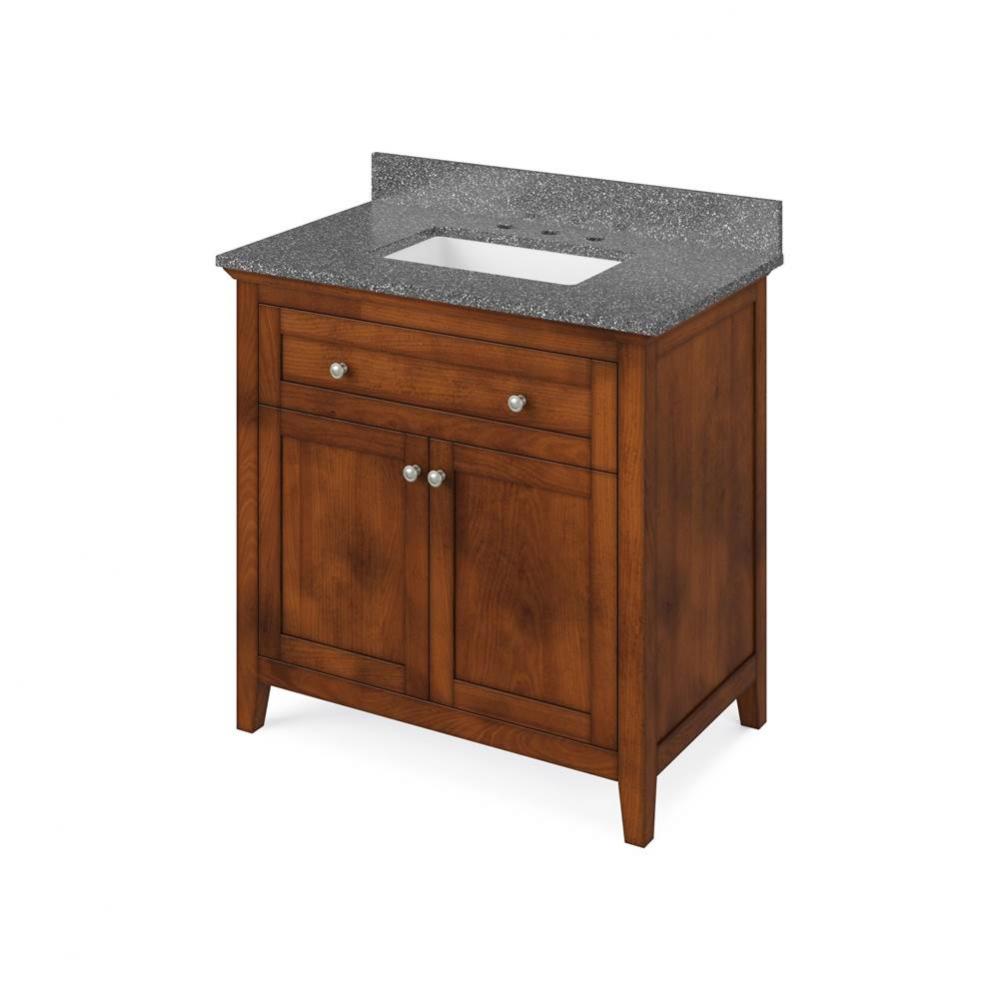 36'' Chocolate Chatham Vanity, Boulder Cultured Marble Vanity Top, undermount rectangle