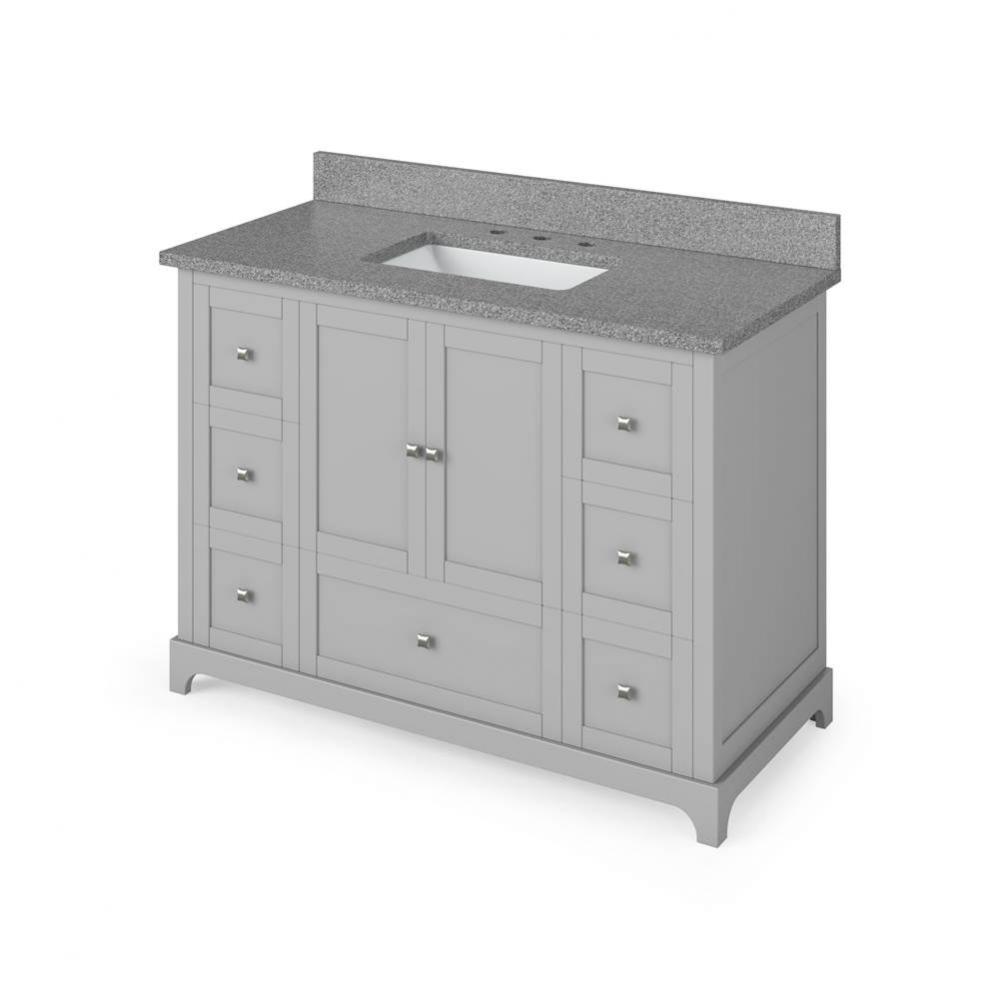 48'' Grey Addington Vanity, Steel Grey Cultured Marble Vanity Top, undermount rectangle