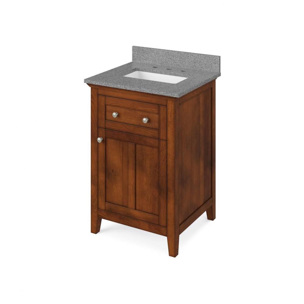 24'' Chocolate Chatham Vanity, Steel Grey Cultured Marble Vanity Top, undermount rectang