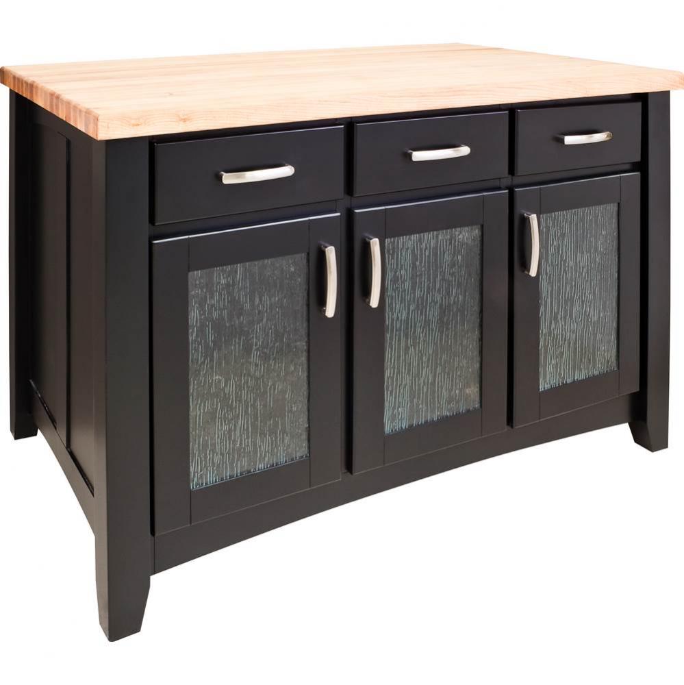 52-1/2'' Black Contemporary Furniture Style Kitchen Island