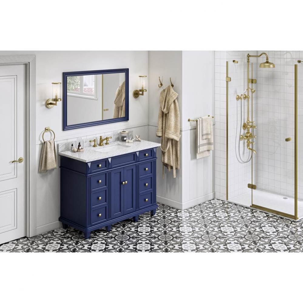 48'' Hale Blue Douglas Vanity, White Carrara Marble Vanity Top, undermount rectangle bow