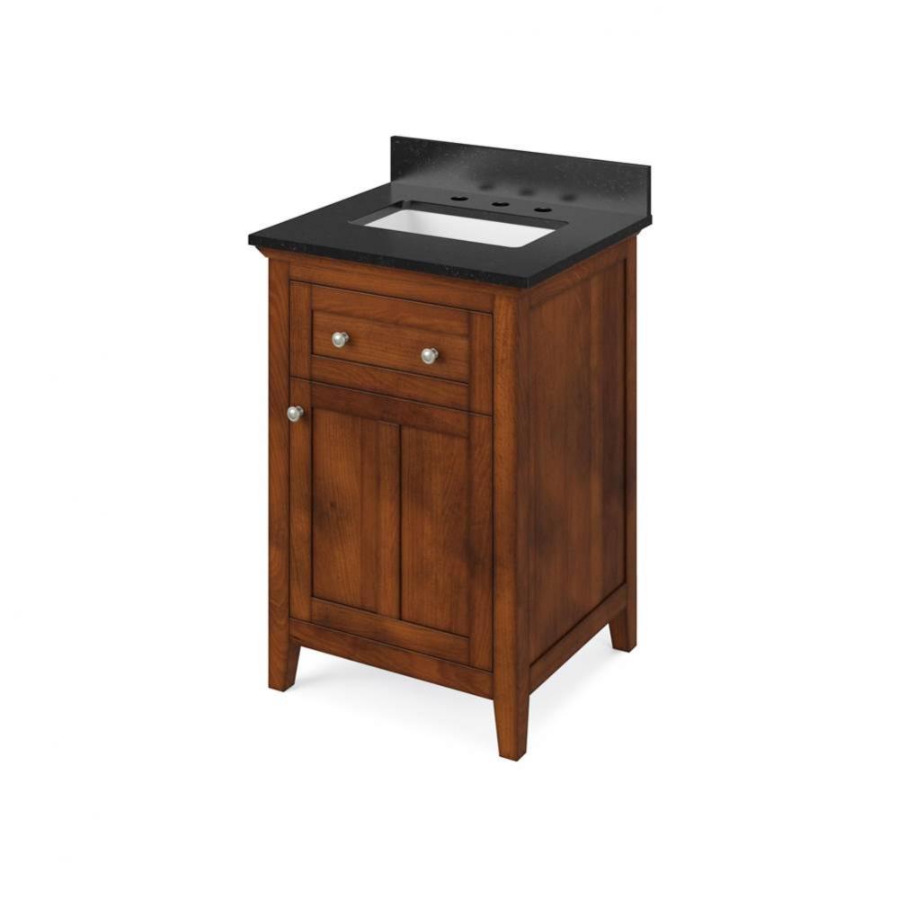 24'' Chocolate Chatham Vanity, Black Granite Vanity Top, undermount rectangle bowl