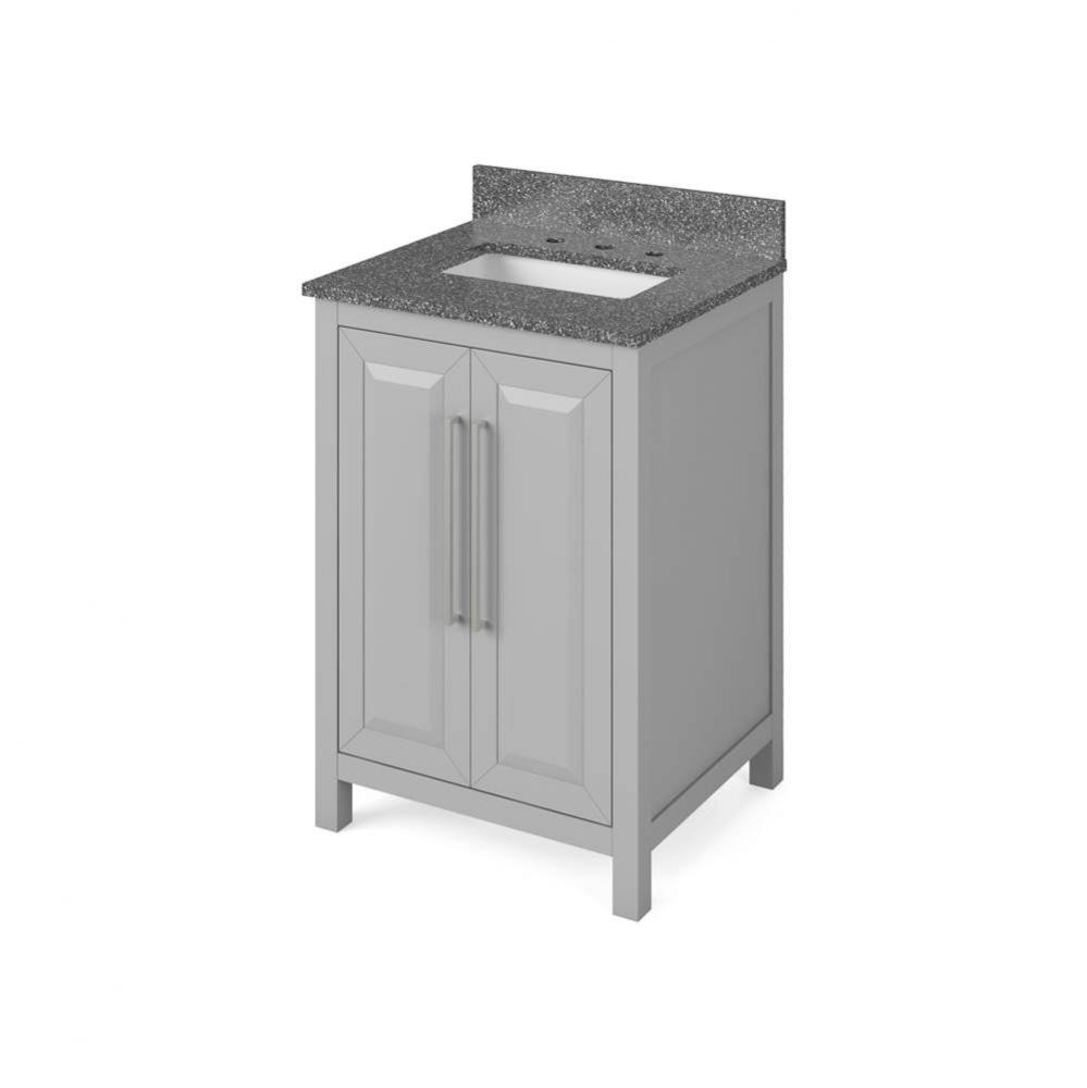 24'' Grey Cade Vanity, Boulder Cultured Marble Vanity Top, undermount rectangle bowl