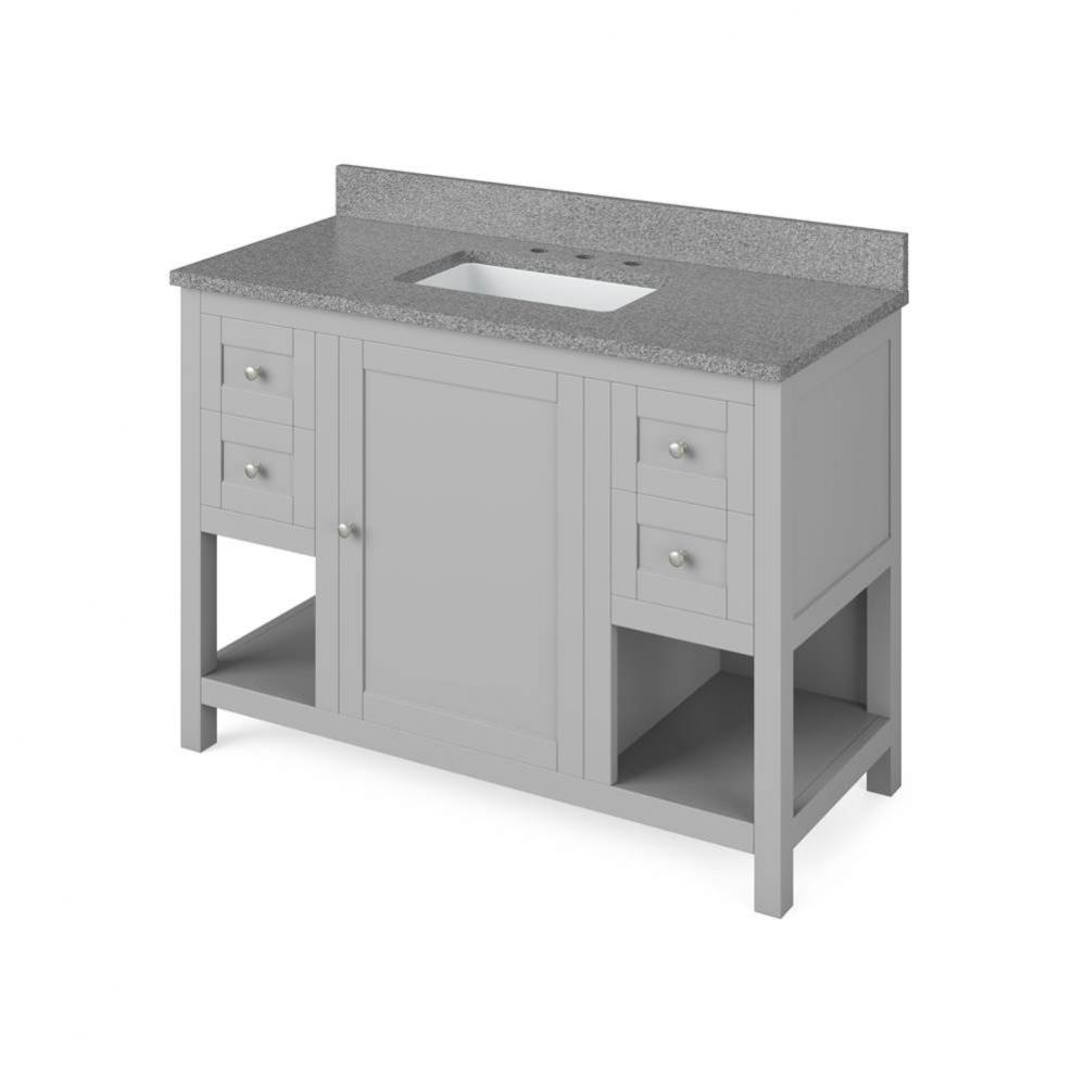 48'' Grey Astoria Vanity, Steel Grey Cultured Marble Vanity Top, undermount rectangle bo