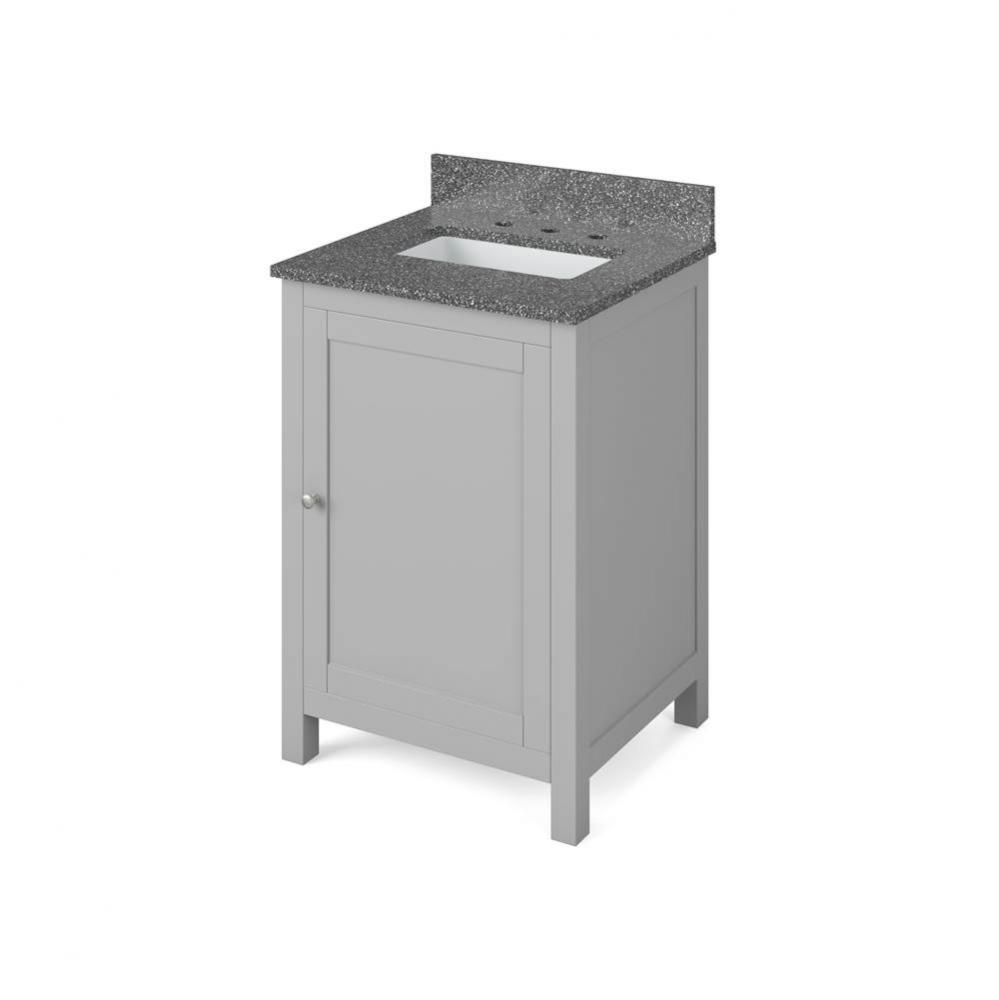 24'' Grey Astoria Vanity, Boulder Cultured Marble Vanity Top, undermount rectangle bowl