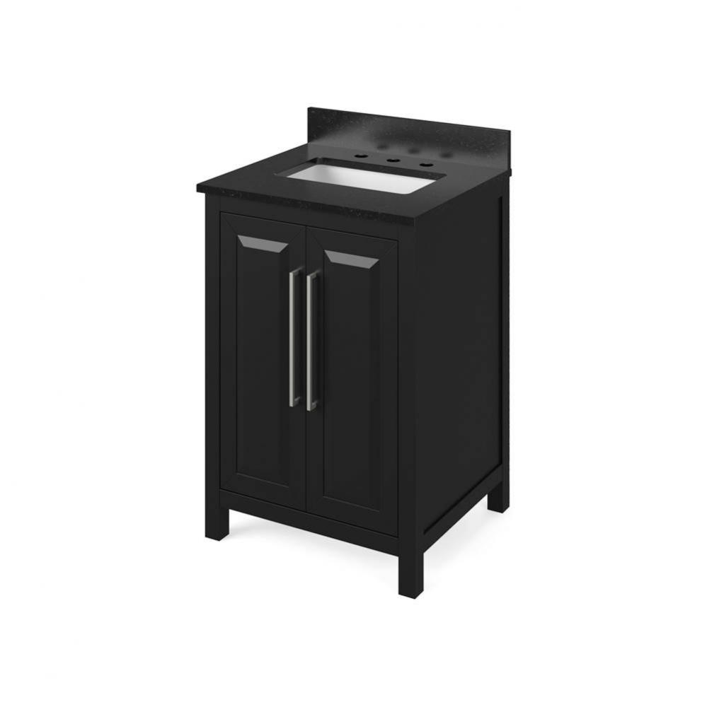 24'' Black Cade Vanity, Black Granite Vanity Top, undermount rectangle bowl