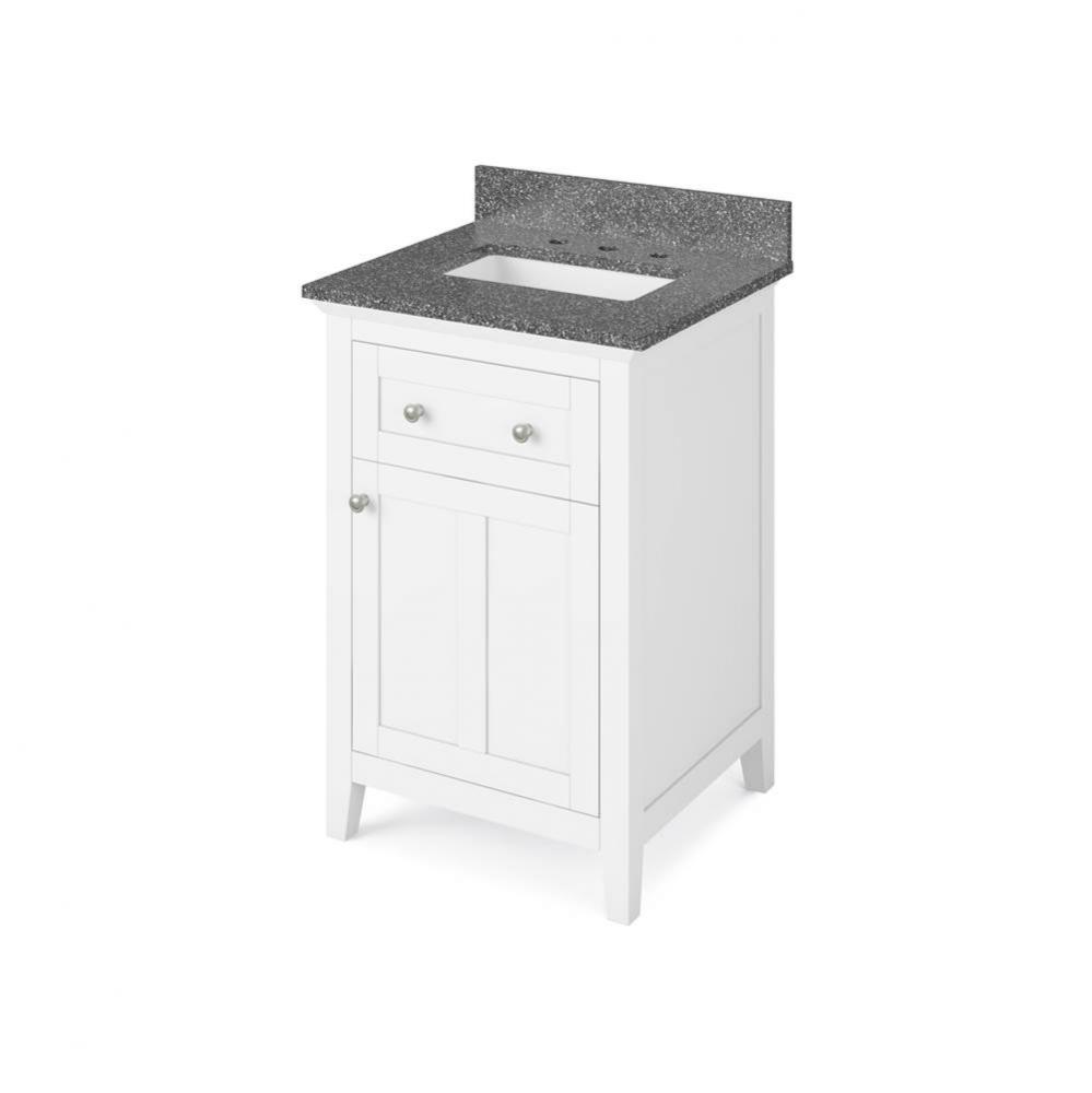 24'' White Chatham Vanity, Boulder Cultured Marble Vanity Top, undermount rectangle bowl