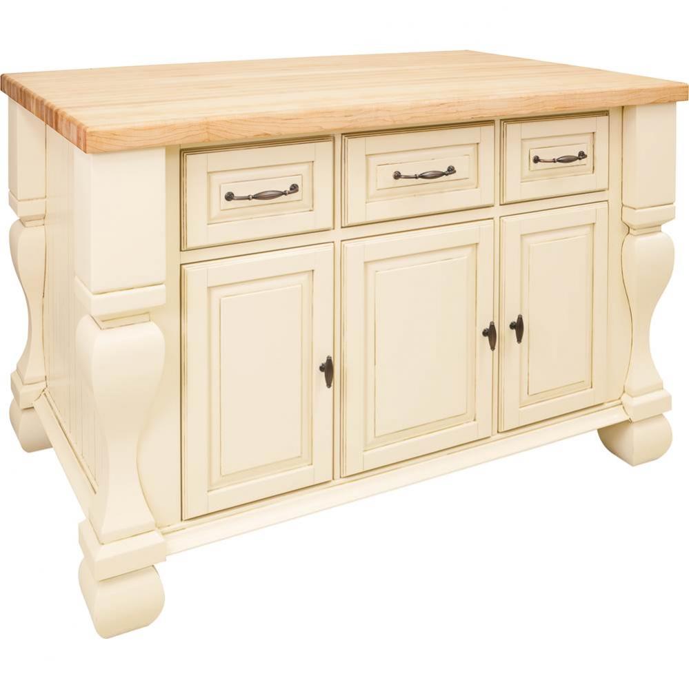 52-5/8'' Antique White Tuscan Furniture Style Kitchen Island