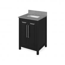 Jeffrey Alexander VKITCAD24BKSGR - 24'' Black Cade Vanity, Steel Grey Cultured Marble Vanity Top, undermount rectangle bowl