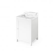 Jeffrey Alexander VKITAST24WHCQR - 24'' White Astoria Vanity, Calacatta Vienna Quartz Vanity Top, undermount rectangle bowl